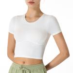 Navel Exposed Short Sleeve Ladies Yoga Tops XL 2XL Skin Friendly