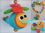 wood bead pacifier clip, non-toxic, baby shower gift, dummy holder, amigurumi