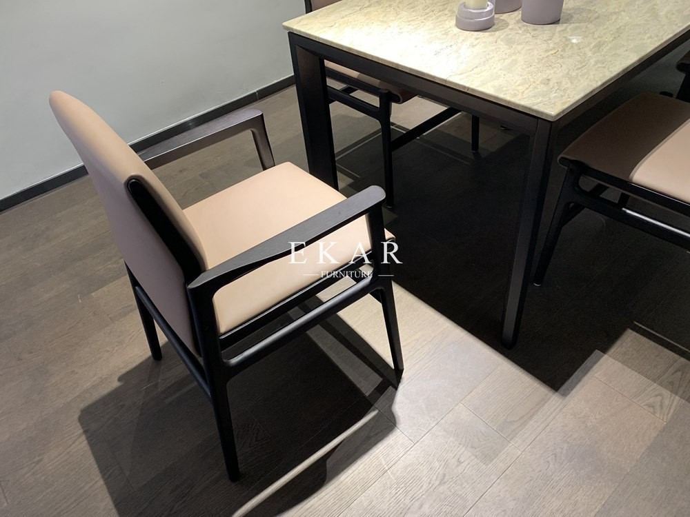 Italian Upholstered Solid Wood Frame Leather Modern Dining Chair