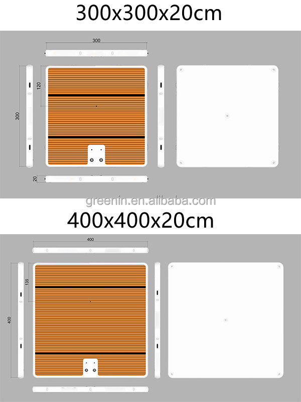 Commercial water drop stitch docking platform docks island inflatable floating teak pontoon dock hangout dock