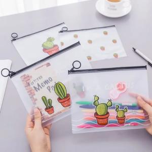 China Pvc Flat Cute Clear Pencil Pouch Case Transparent Stationery Pouch wholesale