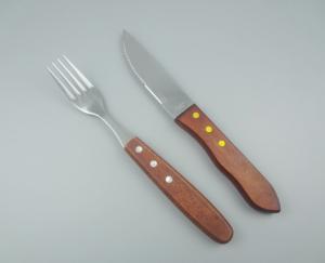China Jumbo steak knife and fork with Wooden Handle wholesale