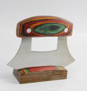 China Asiakey ULU knife with PAKA WOOD in the stand wholesale