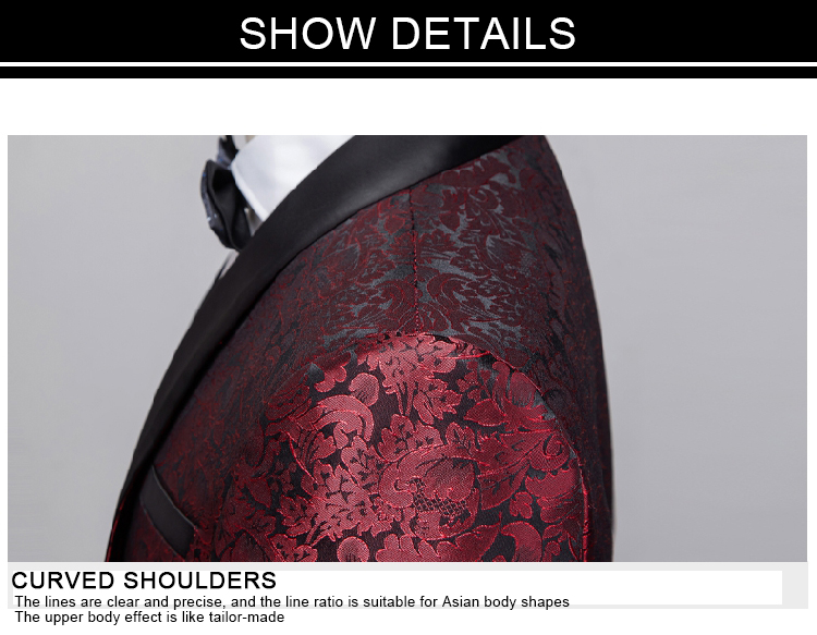 Customizable Red Men's Suit with Silk screen Printing Methods and Slim Fit Gender Men