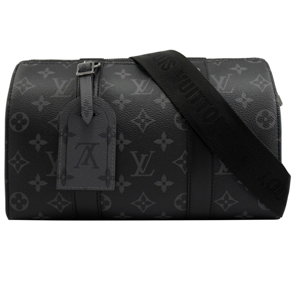 Classic Monogram Eclipse LV CITY KEEPALL Bag Jacquard Canvas Crossbody Boston Bag