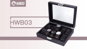 China Black PU Leather Wrist Watch Storage Box 10 Slots With Lock Clean Window wholesale