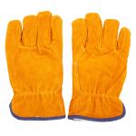 Yellow Barbecue Gloves Heat Resistant Anti Slip Cowhide Work Gloves