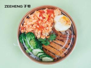 China 1100ml PLA Kraft Disposable Salad Bowls With PET Lids on sale