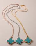 316L S.Steel Top Fashion turquoise clovers lucky flowr bracelet necklace jewelry