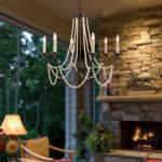 French iron chandelier with Wooden Bead Chains for Dining room Restaurant (WH-CI