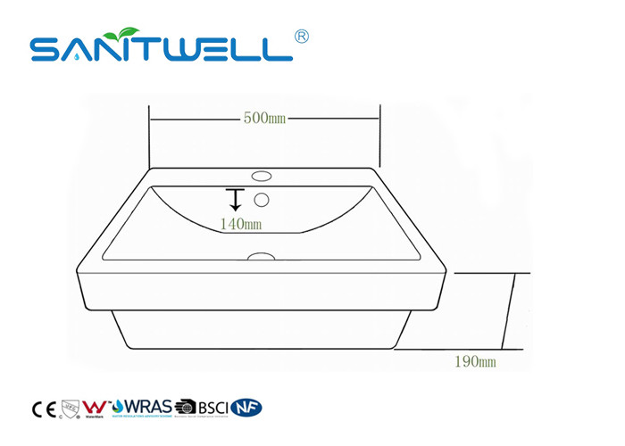 White Color Ceramic Wash Basin Sanitary Ware Basin For Bathroom CE Certification