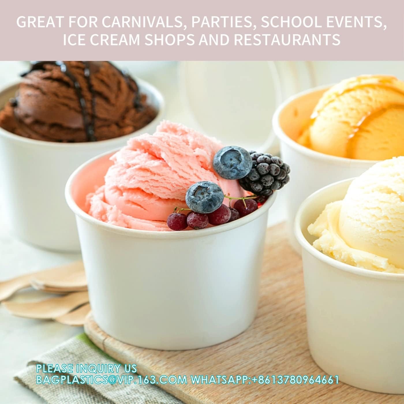 Disposable Ice Cream Cups With Lids And Spoons For Freezer, Dessert Cups Ice Cream Bowls Snack Containers