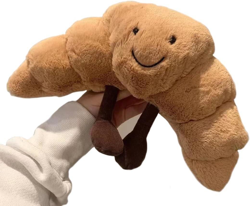 WeightedPlush 9" Croissant Plush Cute Smile Croissant Bread Pillow Stuffed Animals Funny Soft Food Plushies