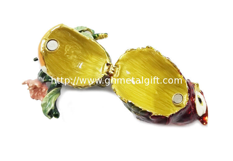 Owl enamel bird jeweled trinket box Metal Owl Bird Trinket Box for gift