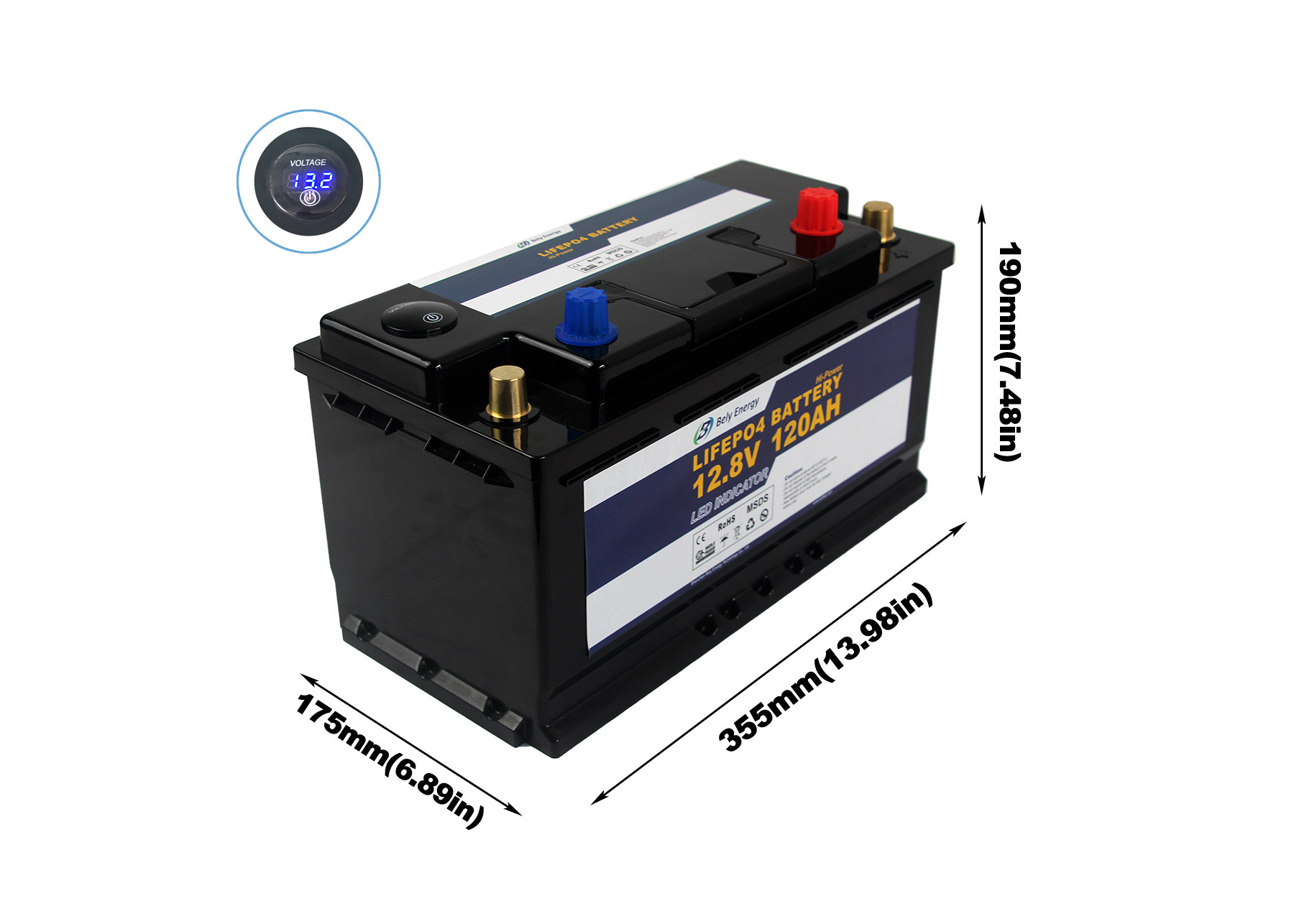 Boats Submarine Lithium Ion Battery Lifepo4 Battery 12V 120Ah With LED Display