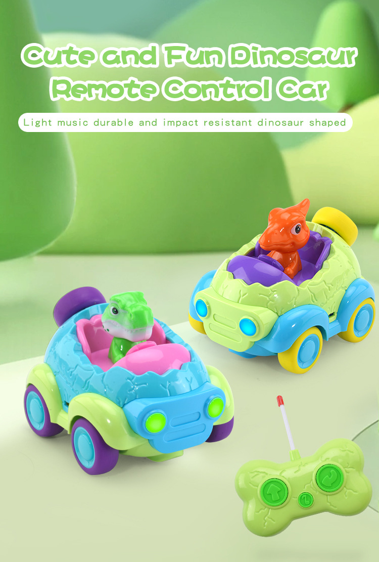 Remote Control Cartoon Dinosaur Toy Car with Full Lighting and Music Children's Edition