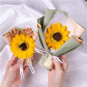 China New Mini Bouquet Sunflower Carnation Rose Soap Flower Bouquet for Mother's Day Graduation Season wholesale