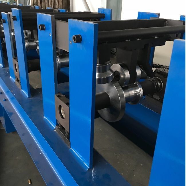 12 Stations PLC Controlled Gutter Downpipe Roll Forming Machine With Hydraulic Cutting And Cr12 Roller