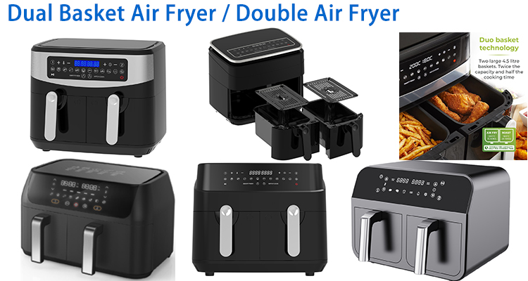 Double Basket Oil Free Smart Dual Air Fryer 9L Digital 2400W