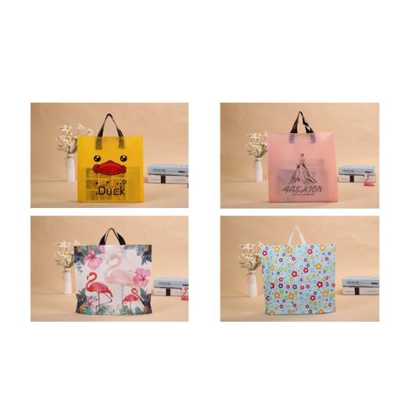 Customized print soft loop handle plastic shopping bag with handles