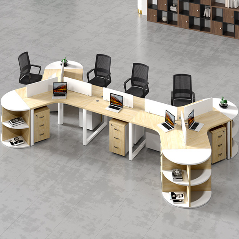 Simple and Modern Office Furniture Corner Combination Staff Table for 3/6 People