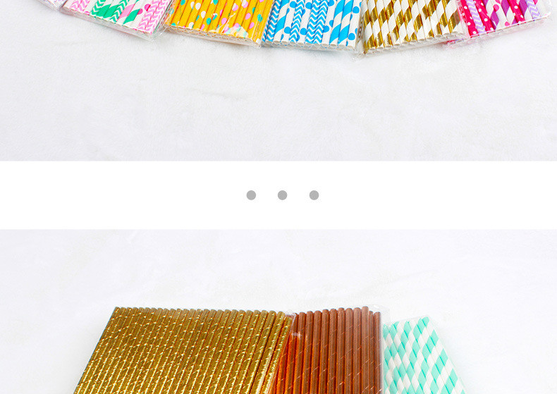 Degradable pulp paper straws 6mm diameter hot foil straws for bar birthday party DIY home decorate