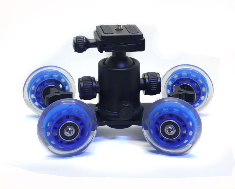 Table Top Compact Dolly Kit Skater Wheel Truck for DSLR Camera Video Monitor