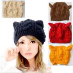 Women's Cat Ear Beanie Knitted Cap Winter Knitted Beanie