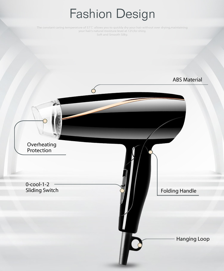 Fashion Hot Selling Compact Size ETL Travel Foldable Hair Dryer Sale For Woman Slide Switch Hair Dryer
