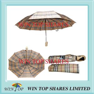 China Heavy Duty Classical Check 3 Folds Automatic Umbrella wholesale