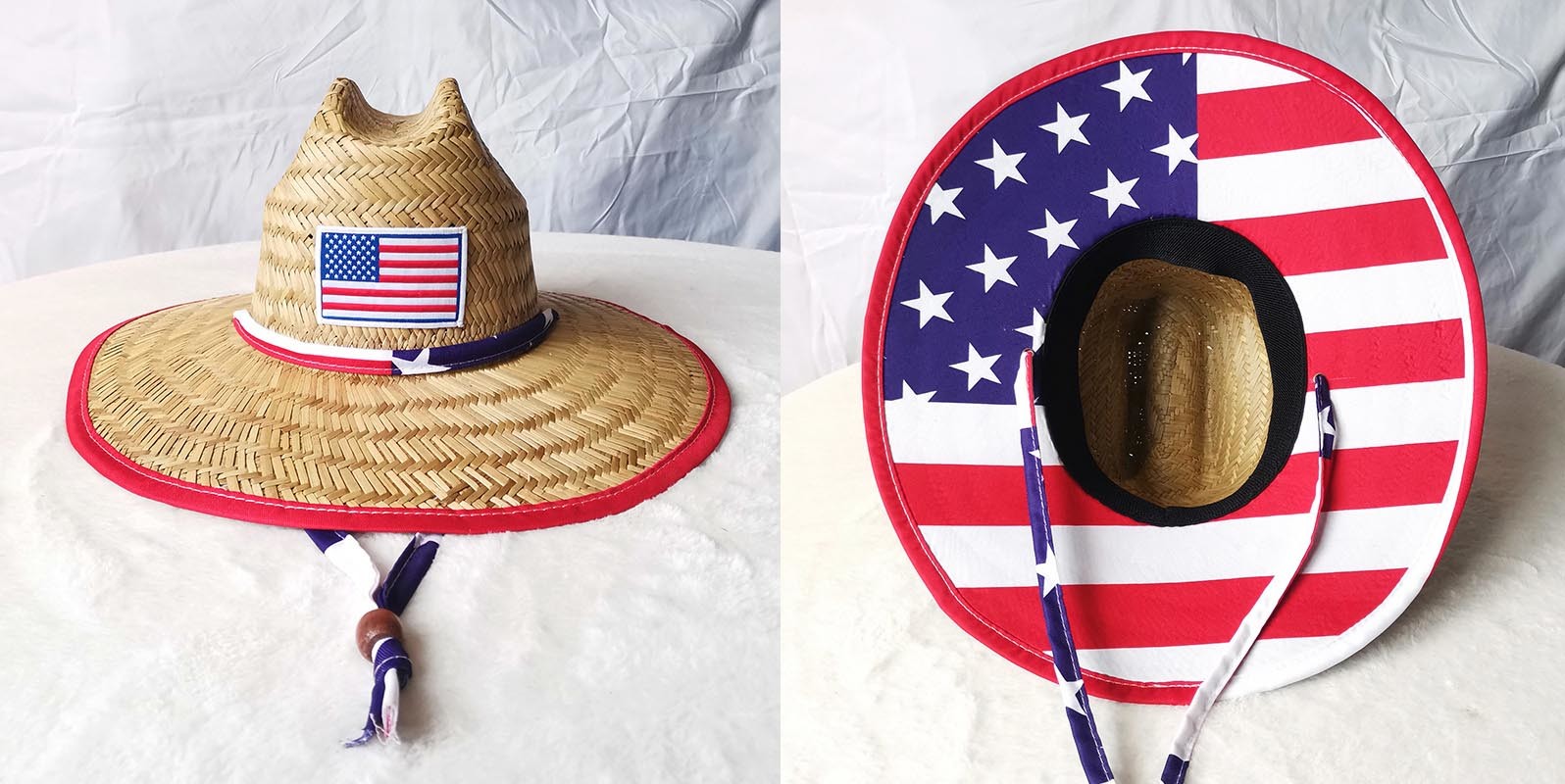 Unisex Patch Straw Hat For Summer Outdoor Surfing Lifeguard