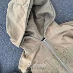 OEM Vintage Oversized Zip Up Hoodie Applique Embroidery Hoodie Silk Screen