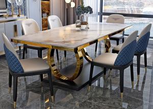 China ISO9001 Stylish Marble Dining Table , Stainless Steel And Marble Dining Table wholesale