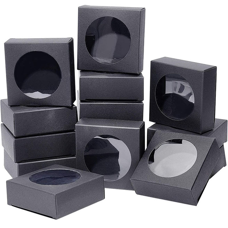 Food Packaging Boxes with Custom Round Window Front and Recycled Material Made of Kraft Paper
