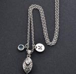Leaf-shaped Cremation Jewelry Necklace with Chrysanthemum Engraving and