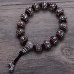 Women and Men Sterling Silver Wrap Sandalwood Bead Strand Bracelet Couples