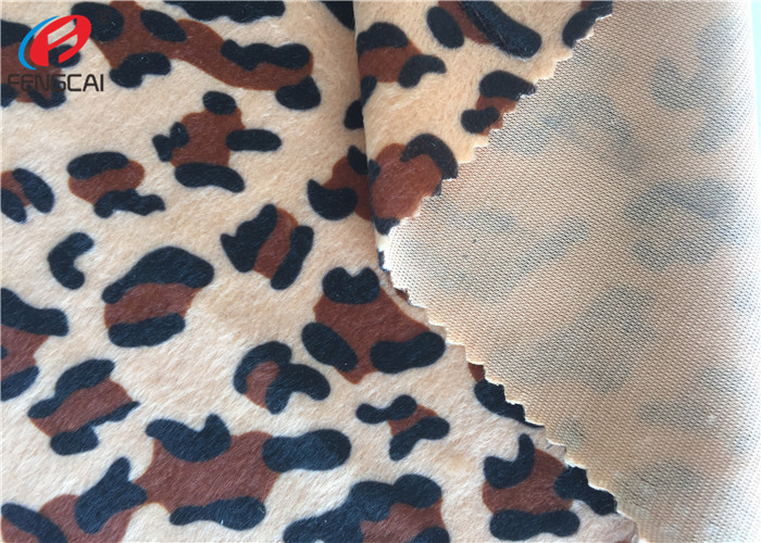Animal Printed Polyester Velvet Fabric , Crushed Velvet Material For Upholstery