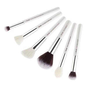 China Long Wearing 6pcs Makeup Brush Set White / Silver for Cheek Cream Blush wholesale