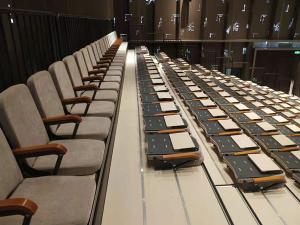 China Wood Armrest Auditorium Classroom Seating / Audience Systems Retractable Seating wholesale
