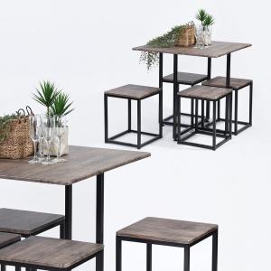 China Black Oak Dining Room Set Wooden Table And Chairs For Bar Kitchen wholesale