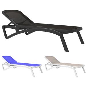China Outdoor Garden Plastic Teslin Stackable Chaise Sun Lounger Chair for Hotel Beach Patio wholesale