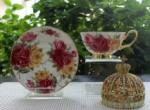 8oz Household Decor Non Toxic Fine Bone China Tea Cup Saucer Set