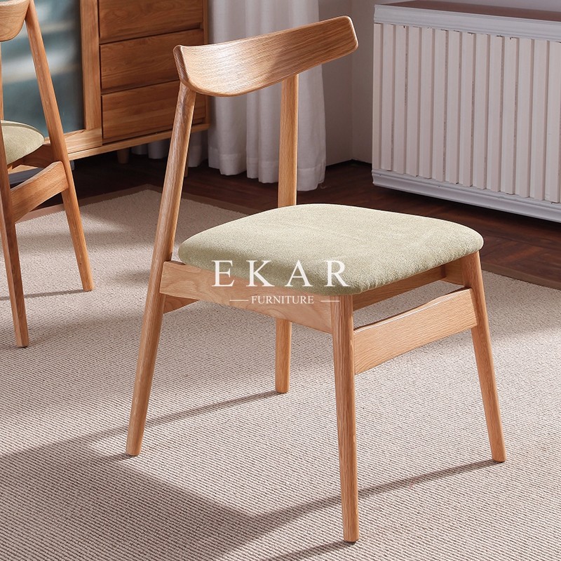 Oak Wood Upholstered Fabric Modern Dining Chair