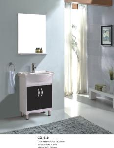 China Two Door PVC Floor Mounted Bathroom Cabinets with Ceramic Basin Marble Countertop wholesale