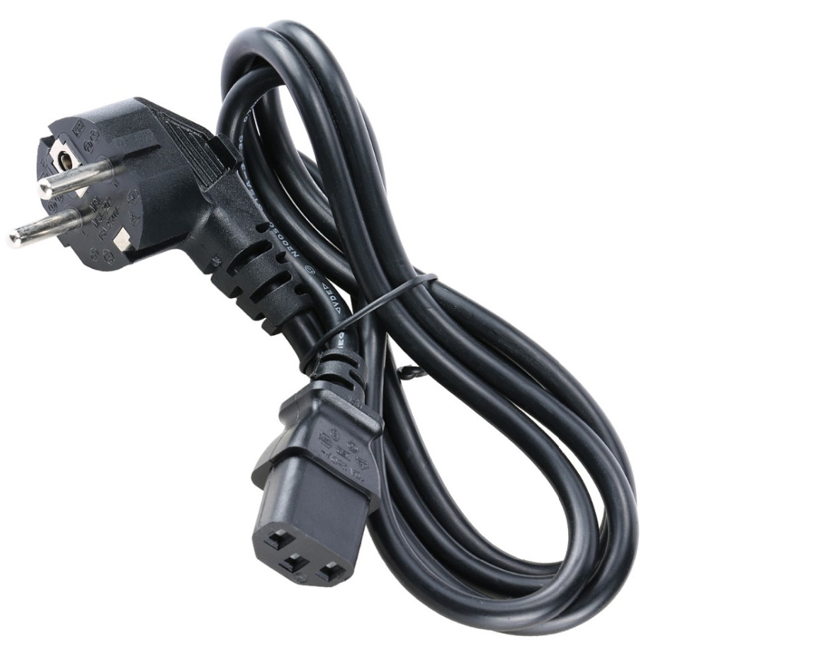2 Prong VDE Power Cord 8ft Length Black Color For Laptop Computer