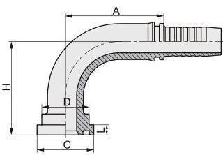 Factory Sales 90 Degree SAE Flange 3000 Psi Hydraulic Hose Fitting 87391