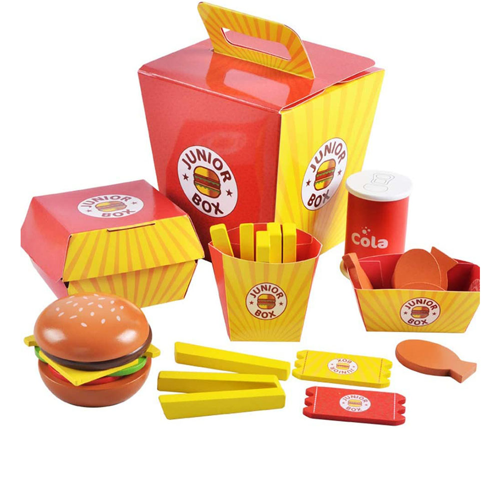 Simulation Fast Food Set Hamburger Fries Toy for Kids Unisex Plastic Birthday Present