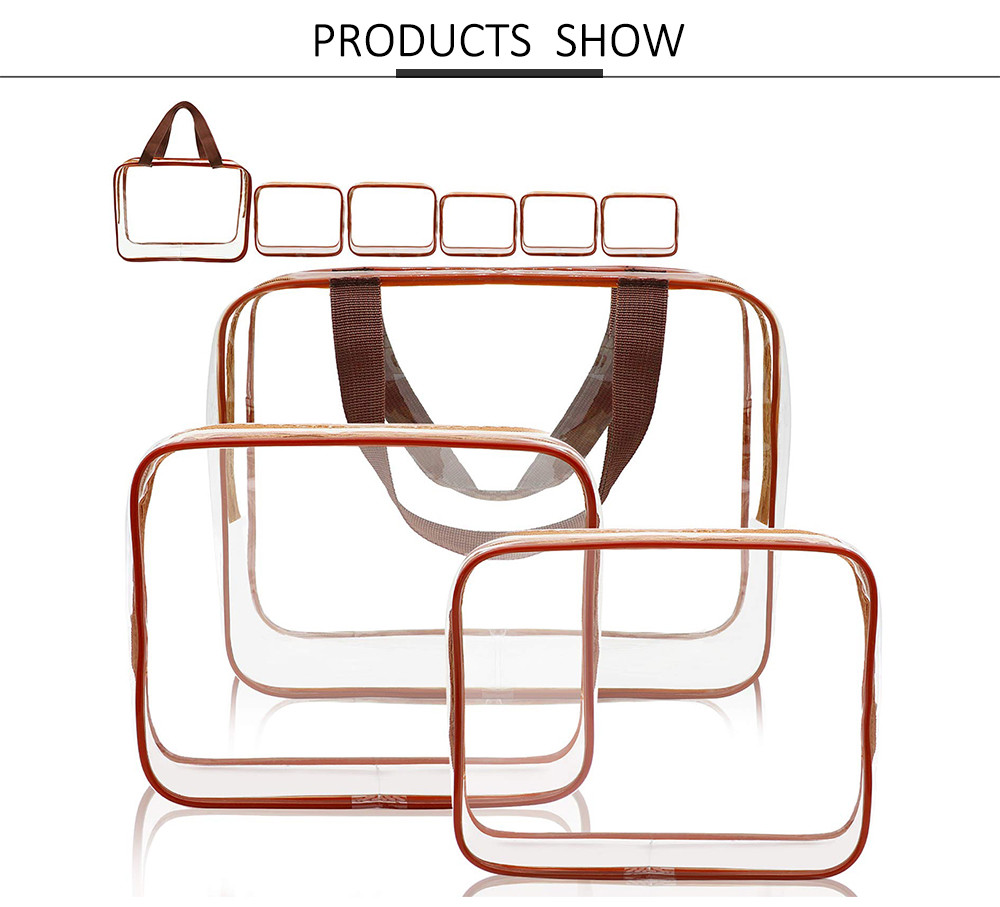 6pcs Zipper Closure Portable Waterproof Cosmetic Bags For Travel