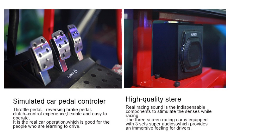 3 Screen 6 DOF VR Arcade Machine Race Car Coin Operated CE Certificate