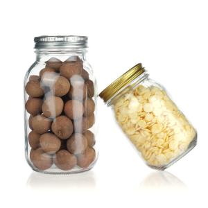 China High Quality Clear Food Packaging Storage Round Glass Mason Jar With Aluminum Lid wholesale